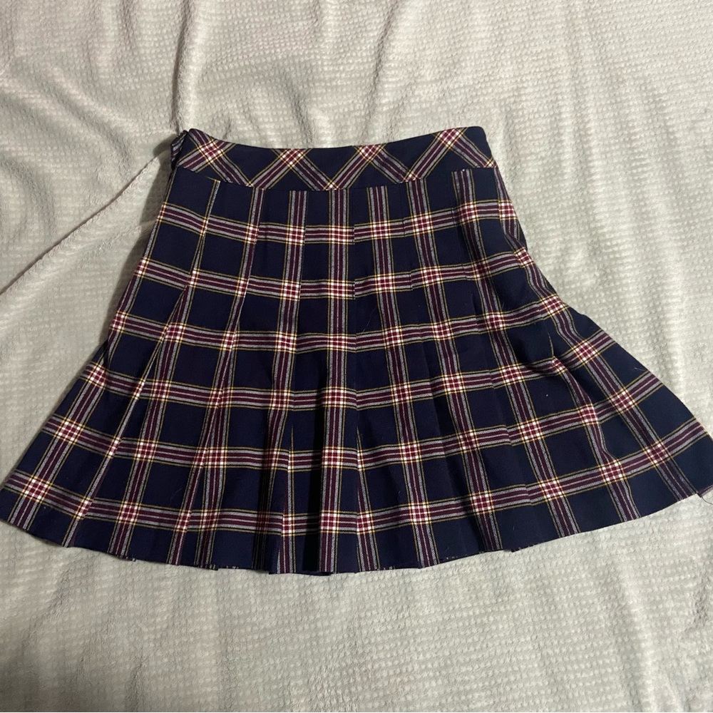 Plaid Navy Pleated Skirt